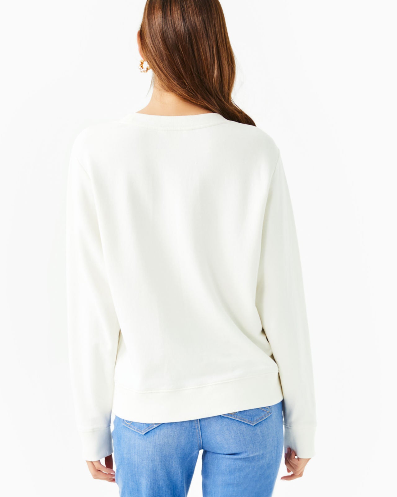 Ballad Long Sleeve Sweatshirt In Coconut Deck The Palms Embroidery