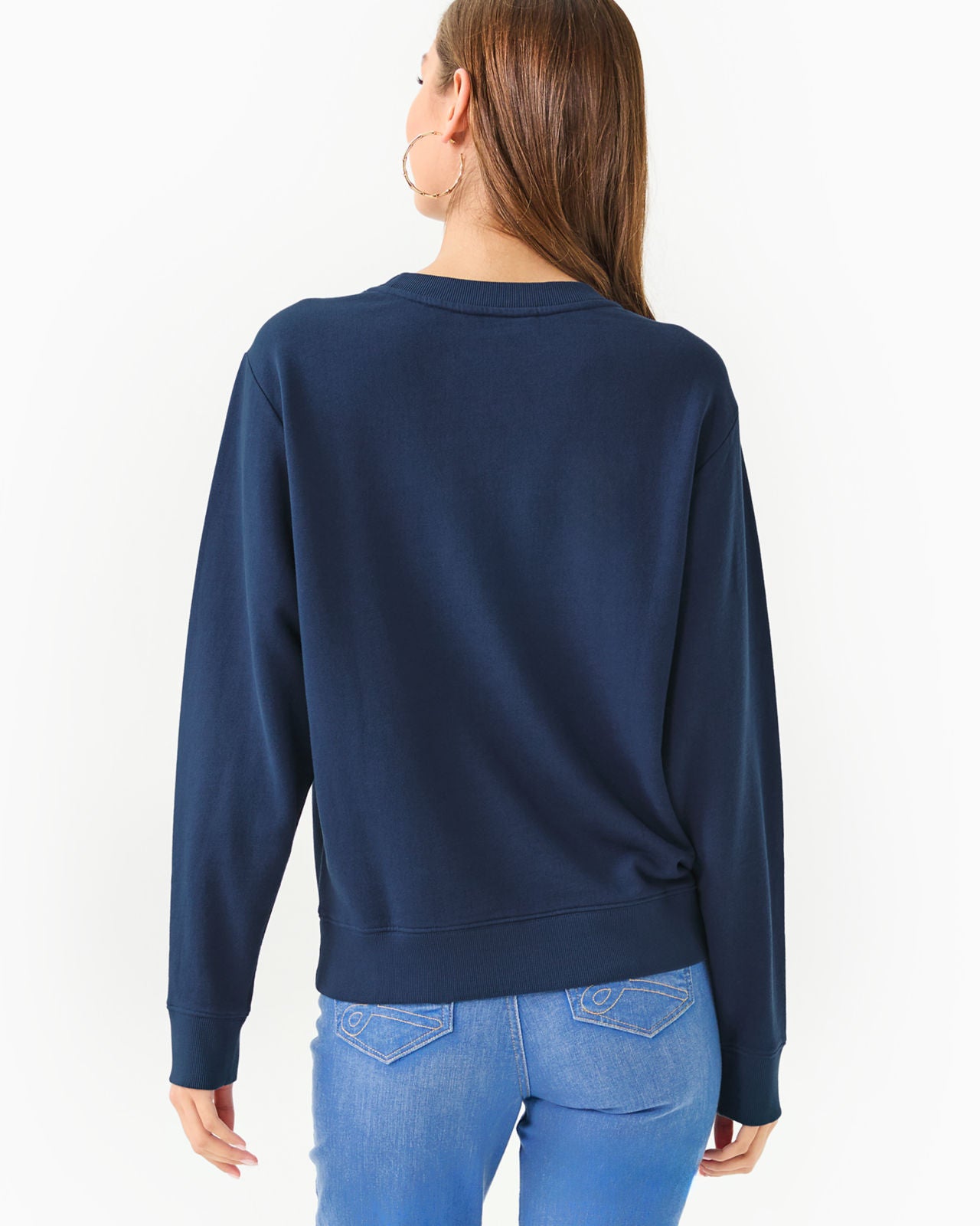 Ballad Long Sleeve Sweats In Low Tide Navy Holiday Elephant Embroidery