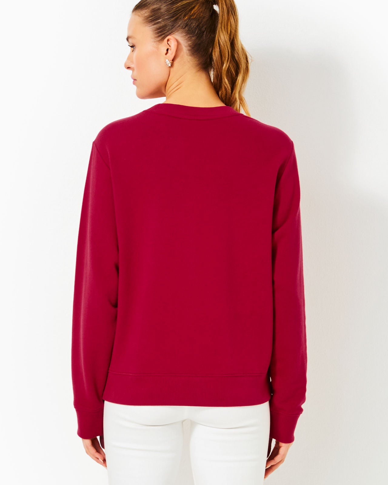 Ballad Long Sleeve Sweats In Malbec Red Bow Embellishment