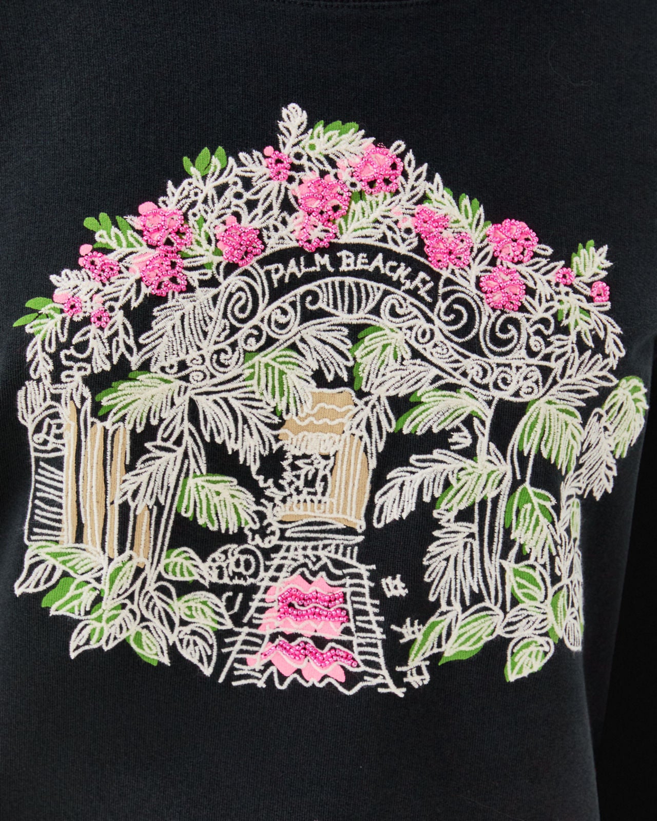 Ballad Long Sleeve Sweatshirt In Noir Palm Beach Toile