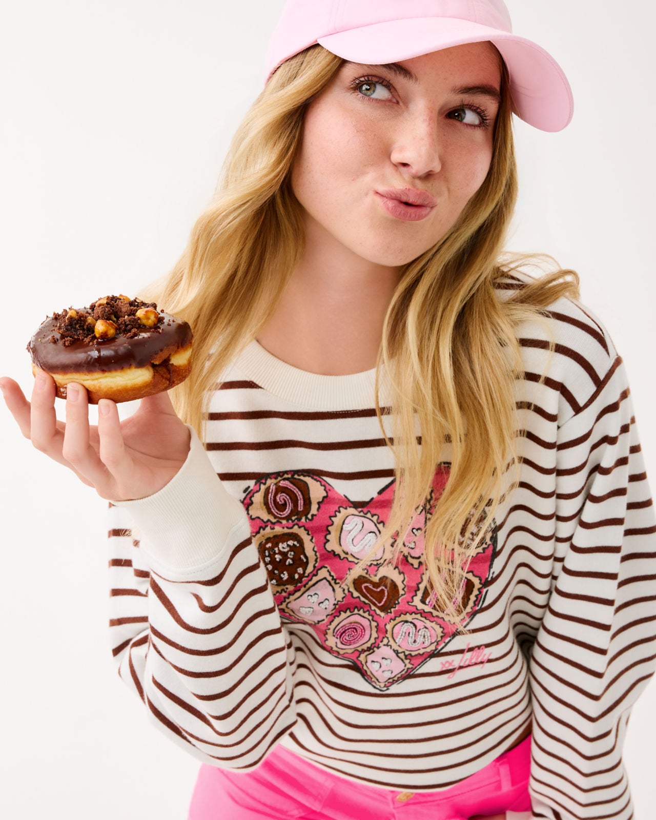 Ballad Long Sleeve Sweatshirt In French Roast Box Of Chocolates Embellishment