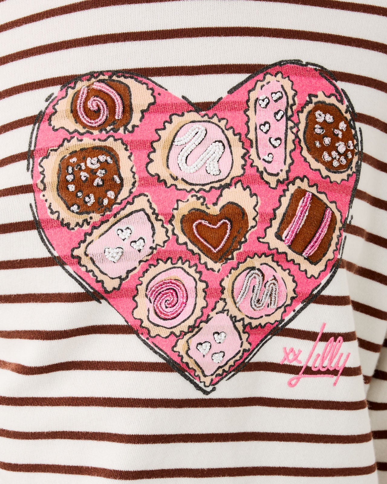 Ballad Long Sleeve Sweatshirt In French Roast Box Of Chocolates Embellishment