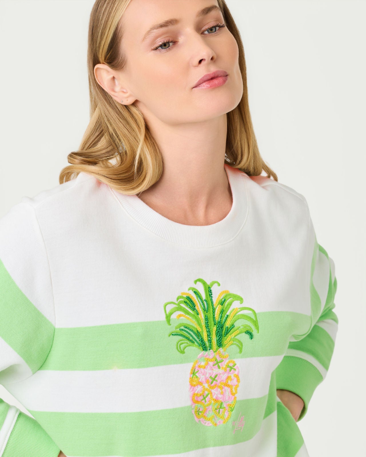 Ballad Long Sleeve Sweatshirt In Pineapple Embellishment