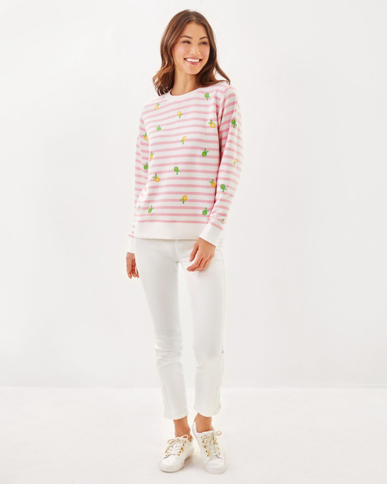 Ballad Long Sleeve Sweatshirt In Pink Muse x Resort White Make Limeade