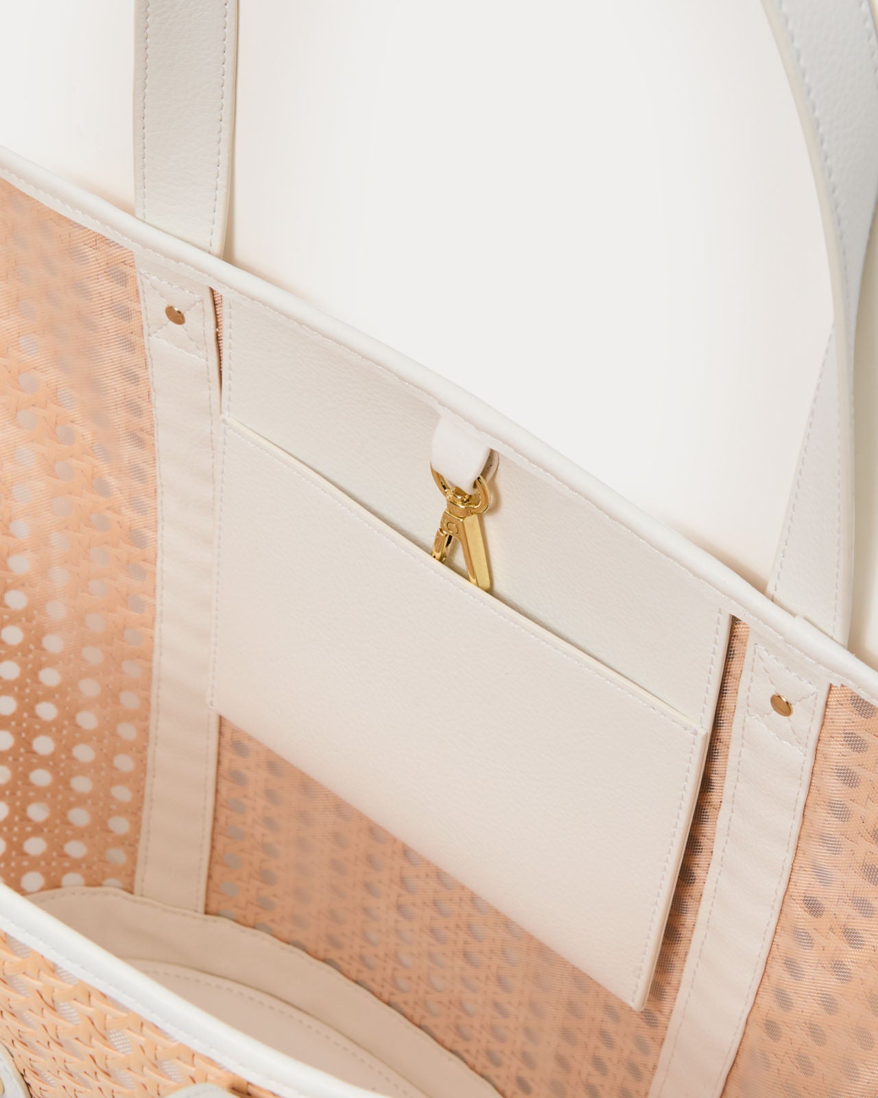 Wintour Cane Tote In Sand Bar X Resort White
