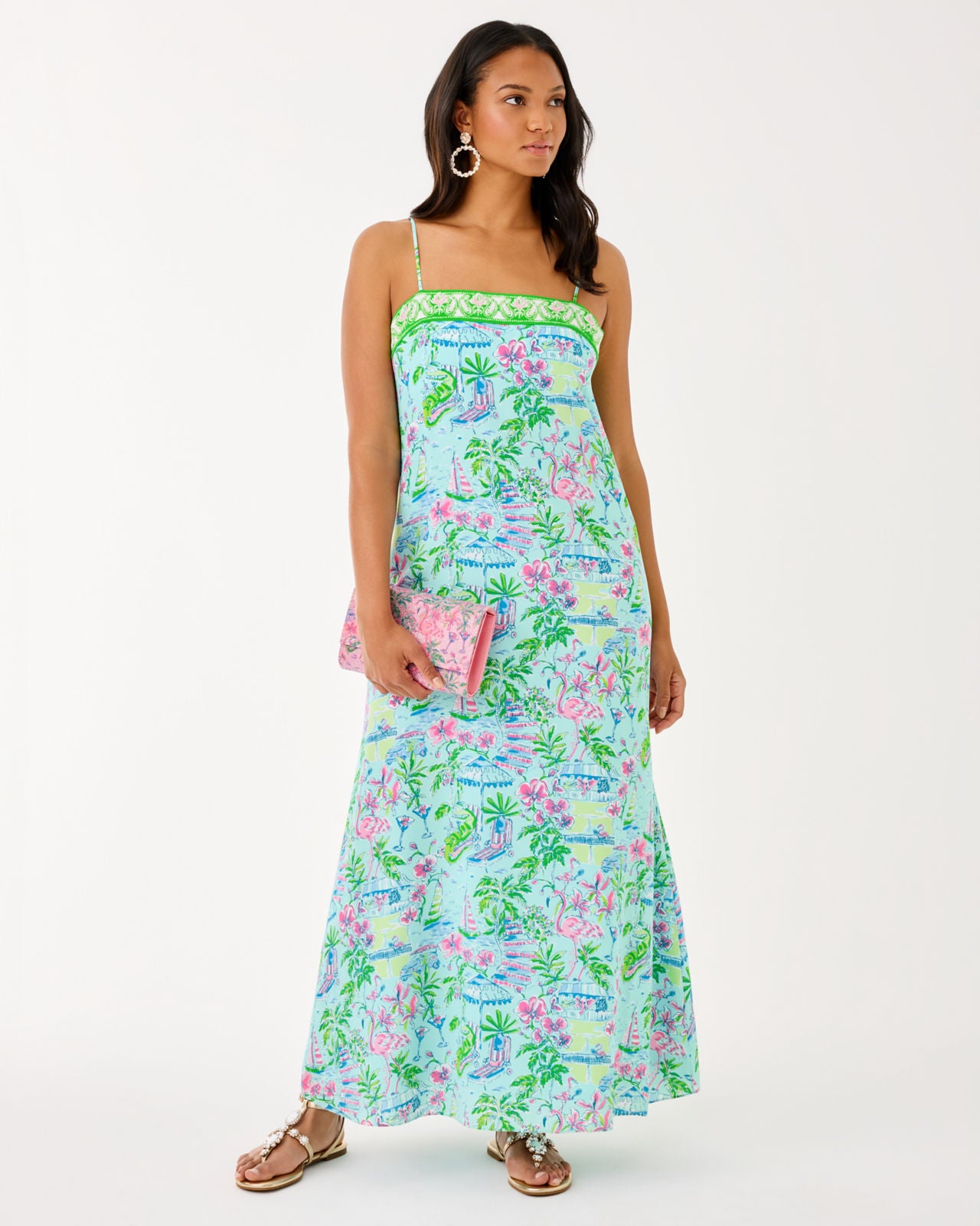 Amalfi Silk Maxi Dress In Salt Pond Blue Sunny Dee