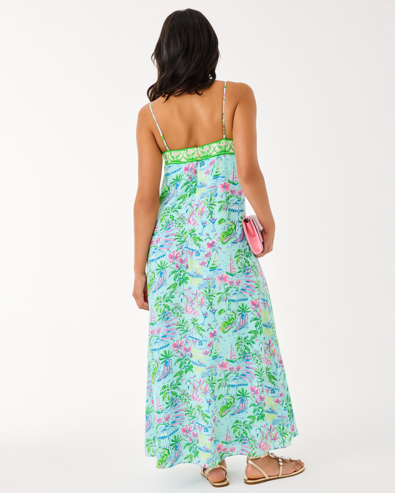 Amalfi Silk Maxi Dress In Salt Pond Blue Sunny Dee