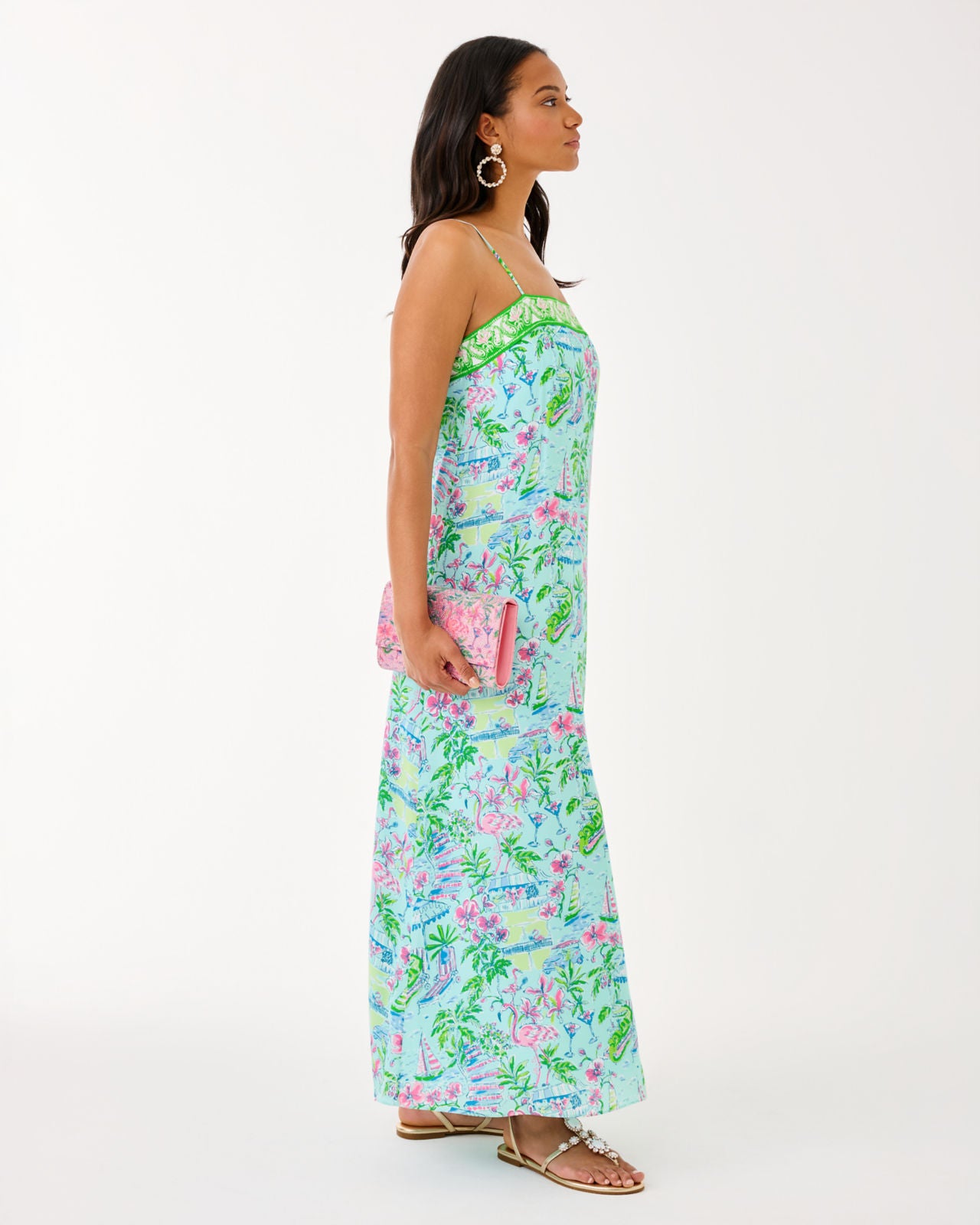 Amalfi Silk Maxi Dress In Salt Pond Blue Sunny Dee