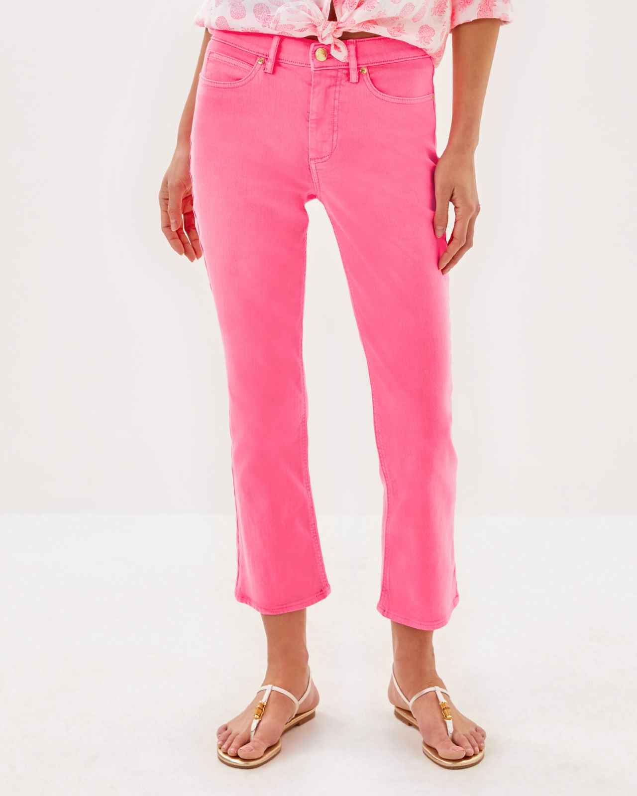 Annet High Rise Crop Flar in Rousseau Pink