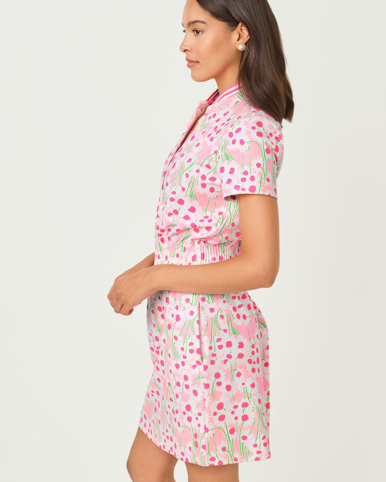 Love Active Dress UPF 50+ In Conch Shell Pink Sunny Daisies