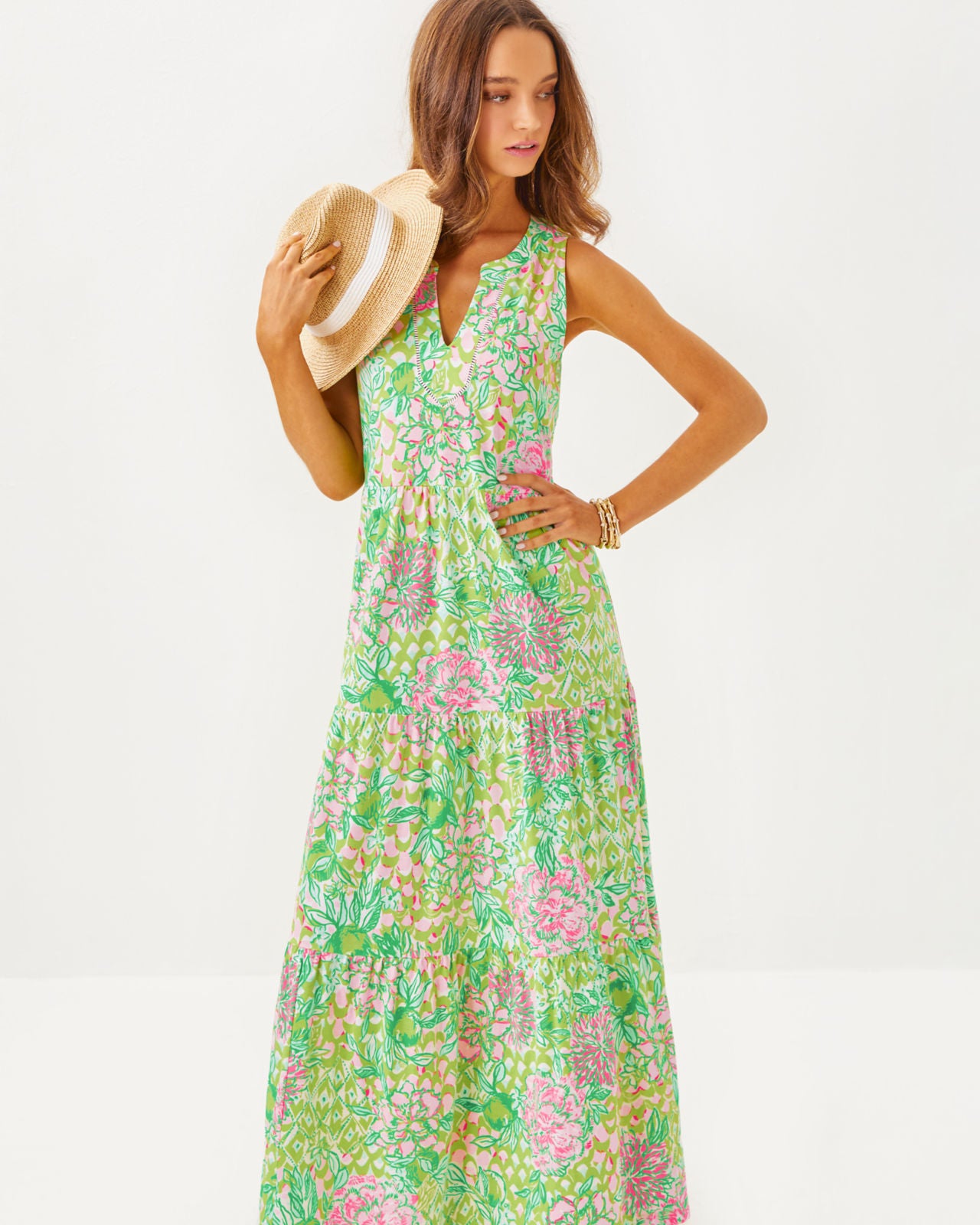 Sydnee Maxi Dress in Fauna Green Lime Feeling Good