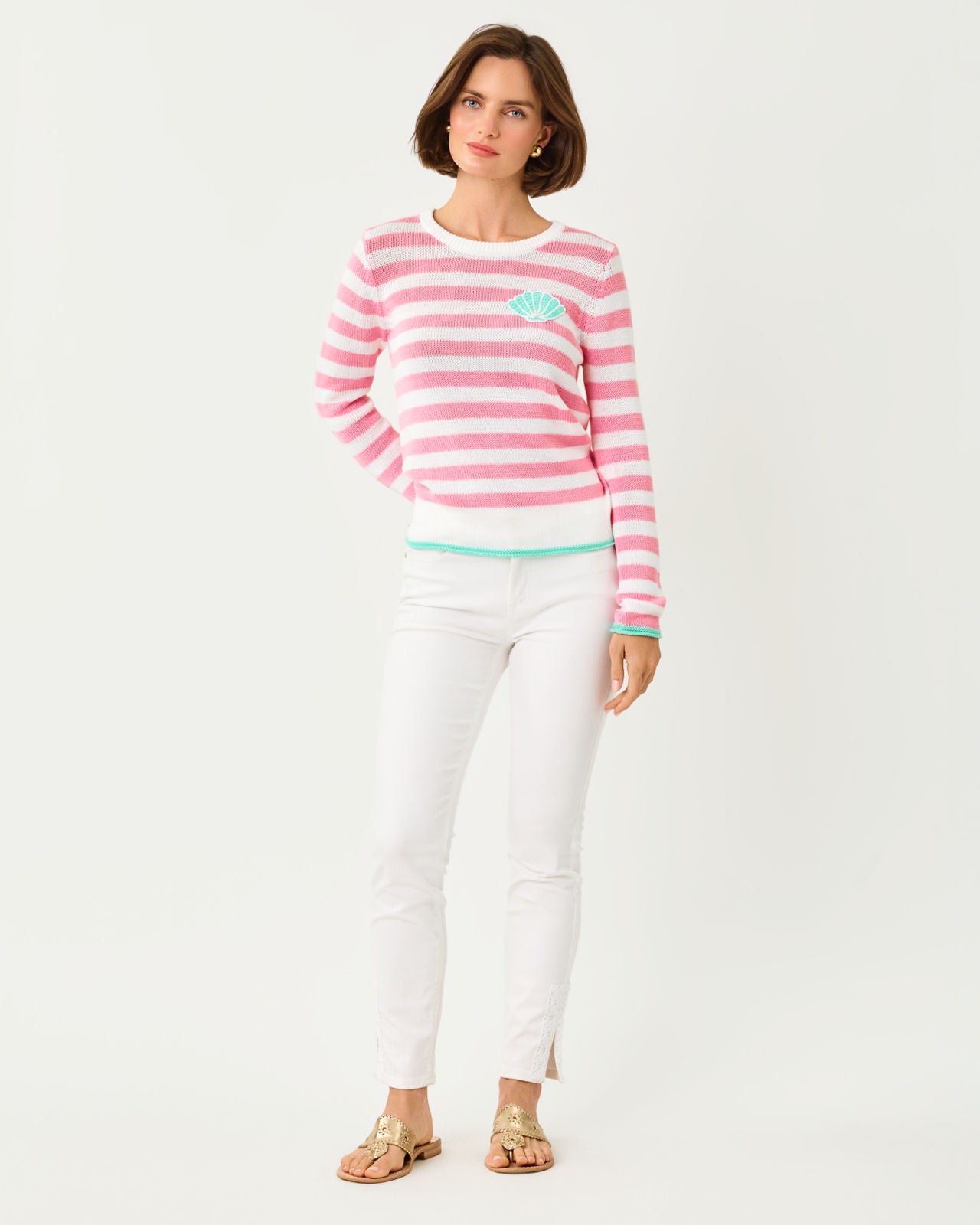 Kellyn Sweater In Conch Shell Pink Nauti Stripe