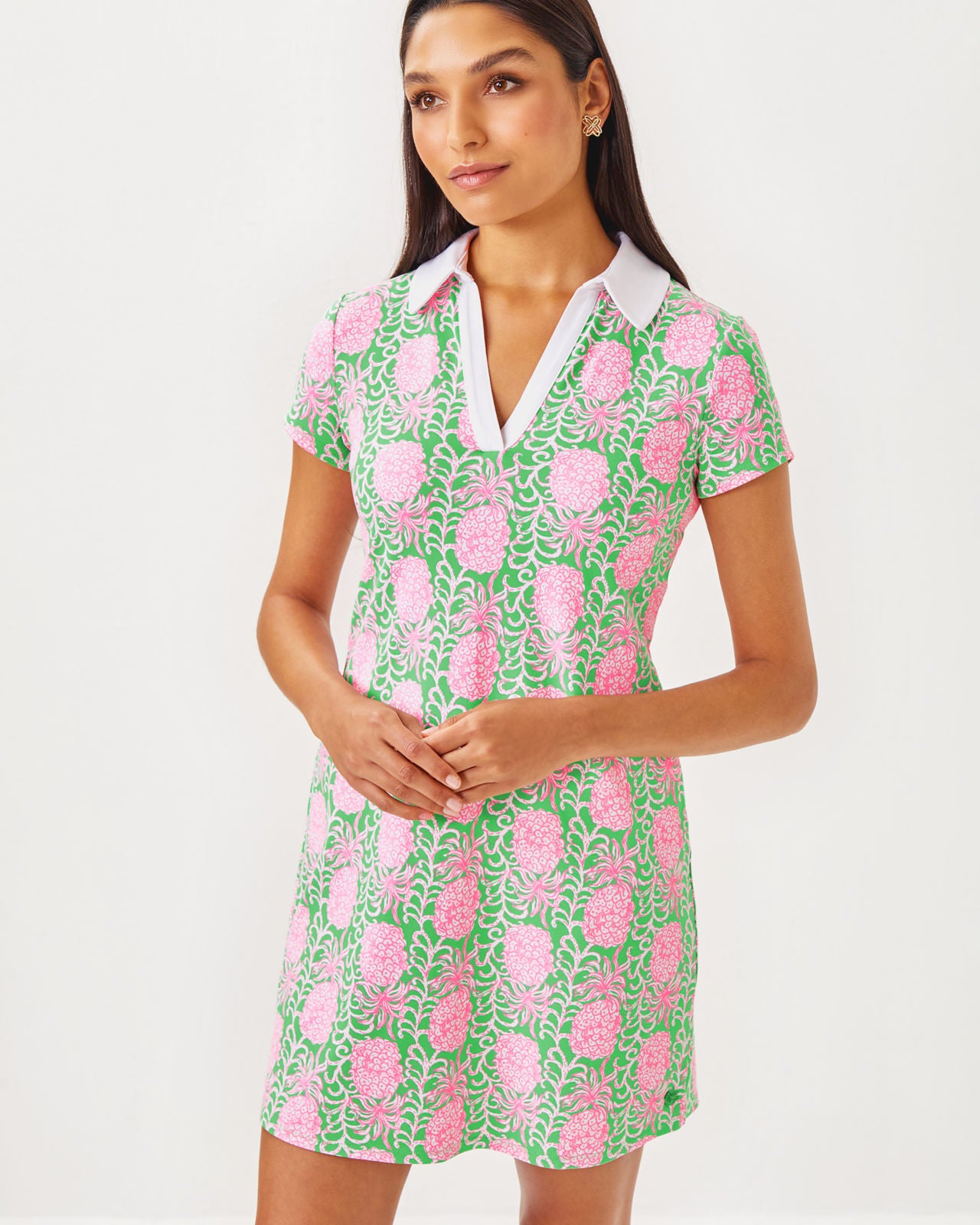 Cayo Costa Dress UPF 50+ in Fauna Green Party Like A Pineapple