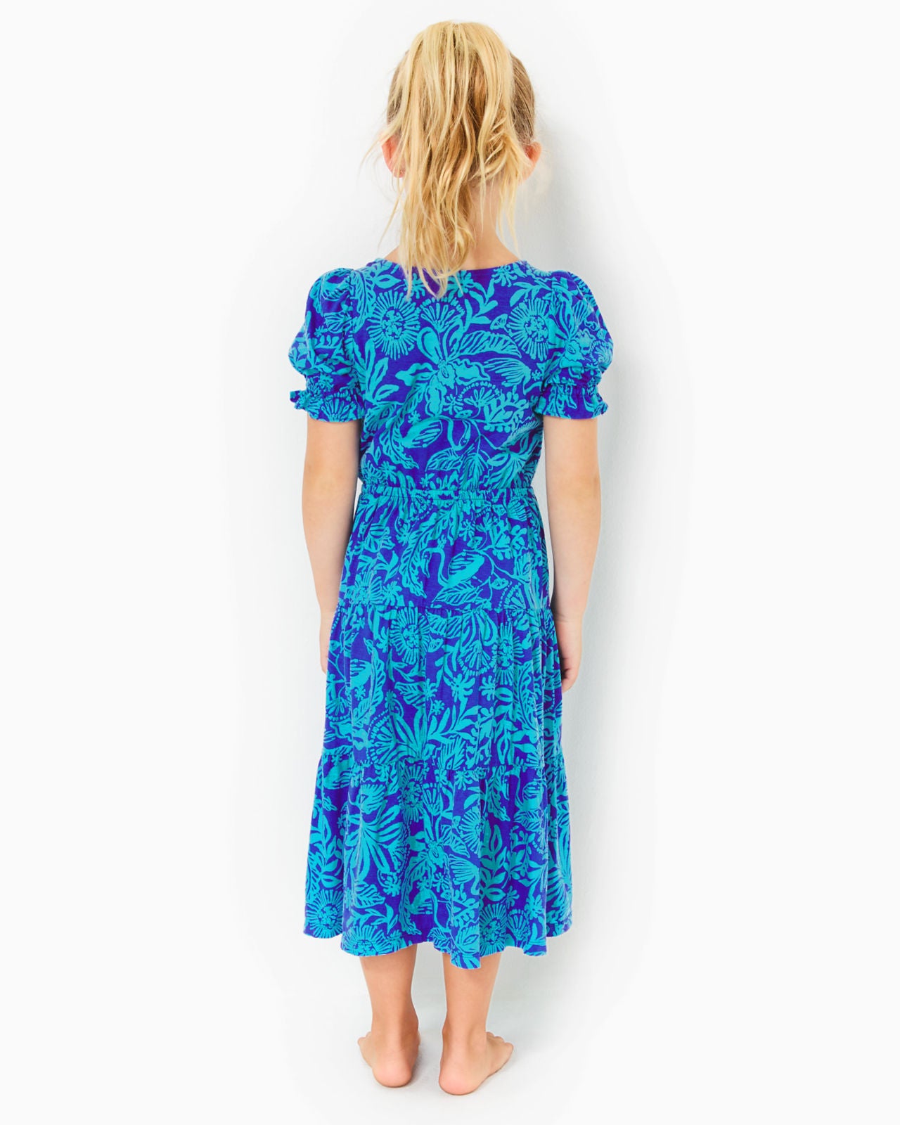 Dean Midi Dress In Martinique Blue Jungle Oasis