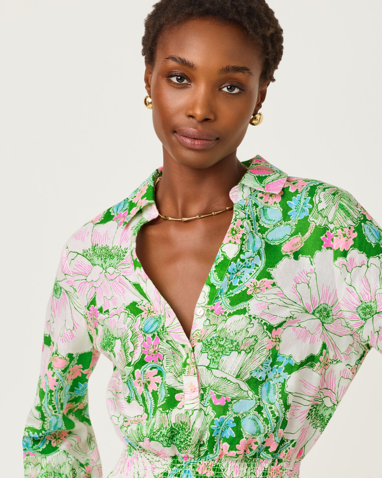 Abralynn Linen Shirtdress In Putting Green Poppyland