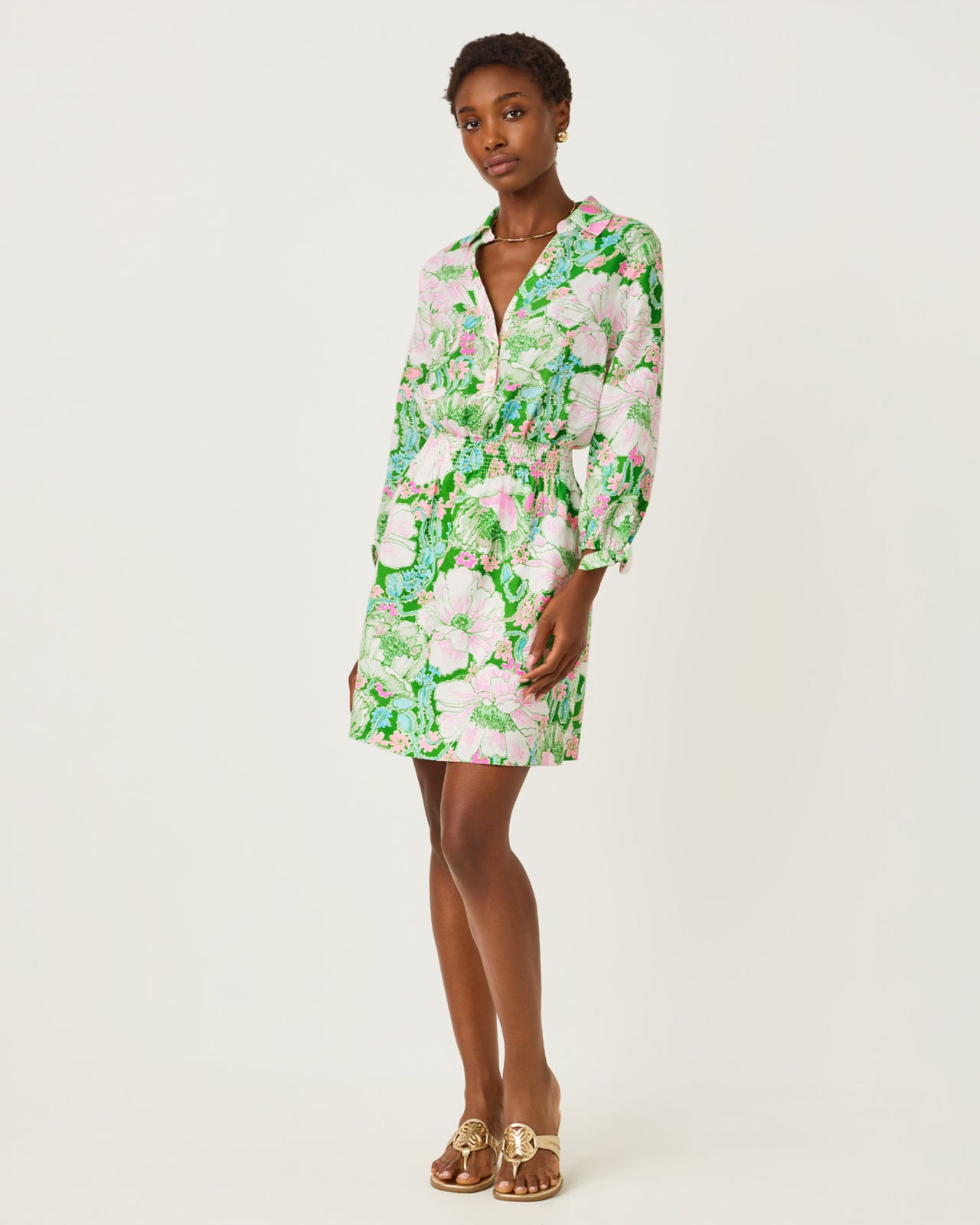 Abralynn Linen Shirtdress In Putting Green Poppyland