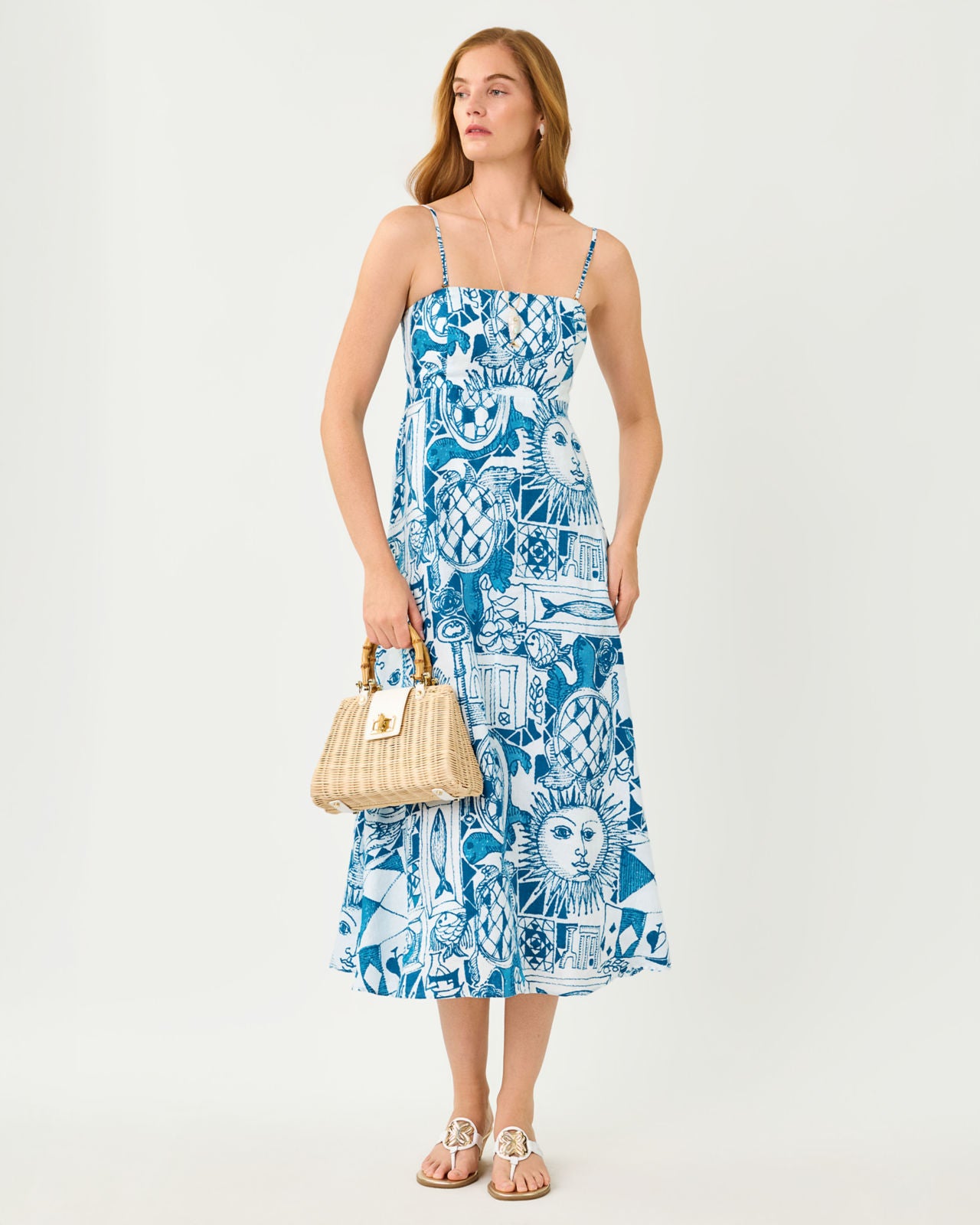 Jorgian Linen Midi Dress In Harlillyquin
