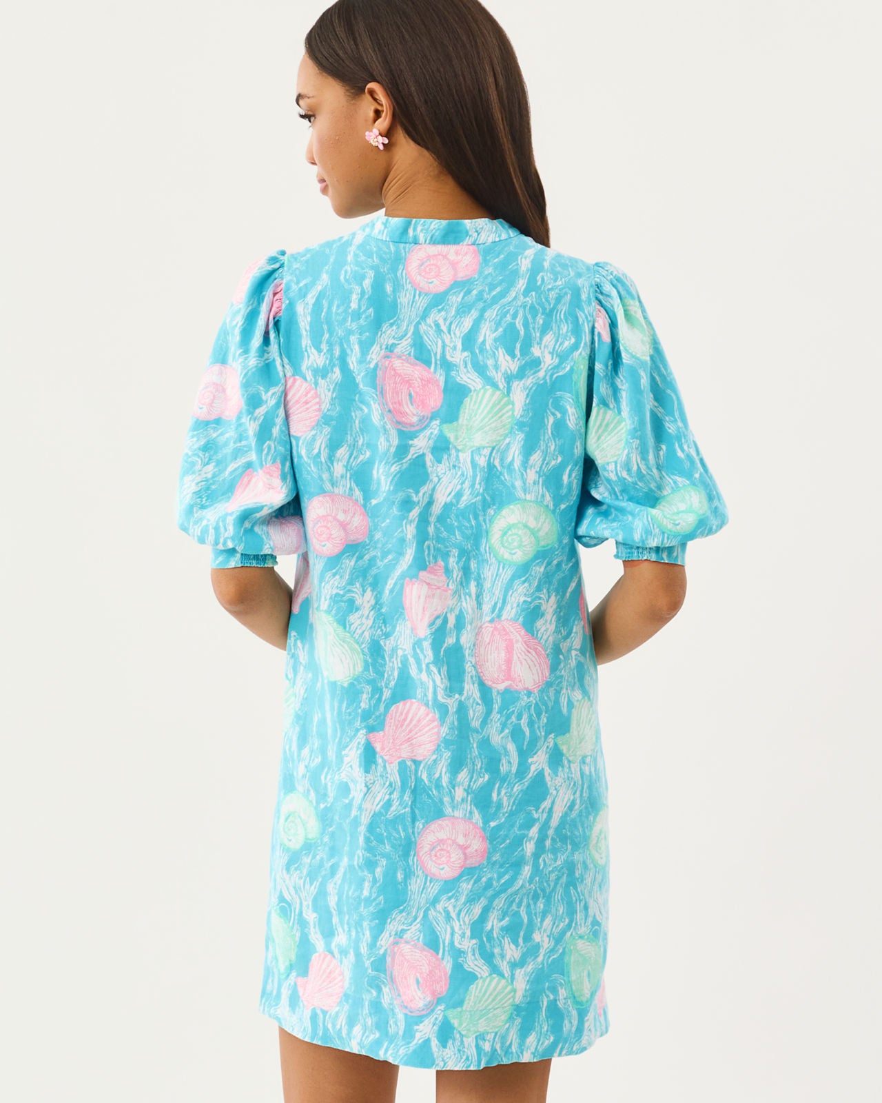 Mialeigh Elbow Sleeve Linen Dress In Shelden