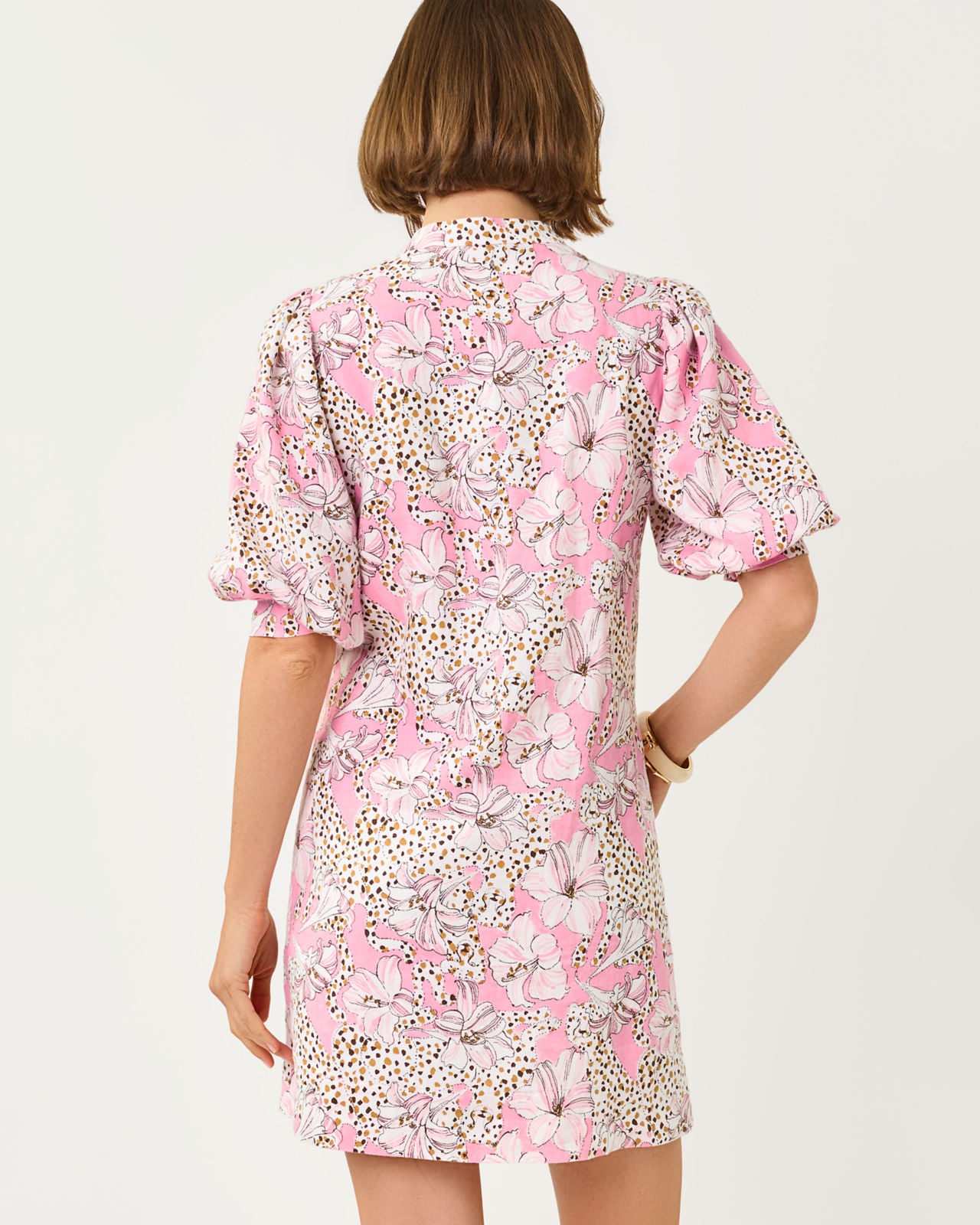 Mialeigh Elbow Sleeve Linen Dress In Wildness