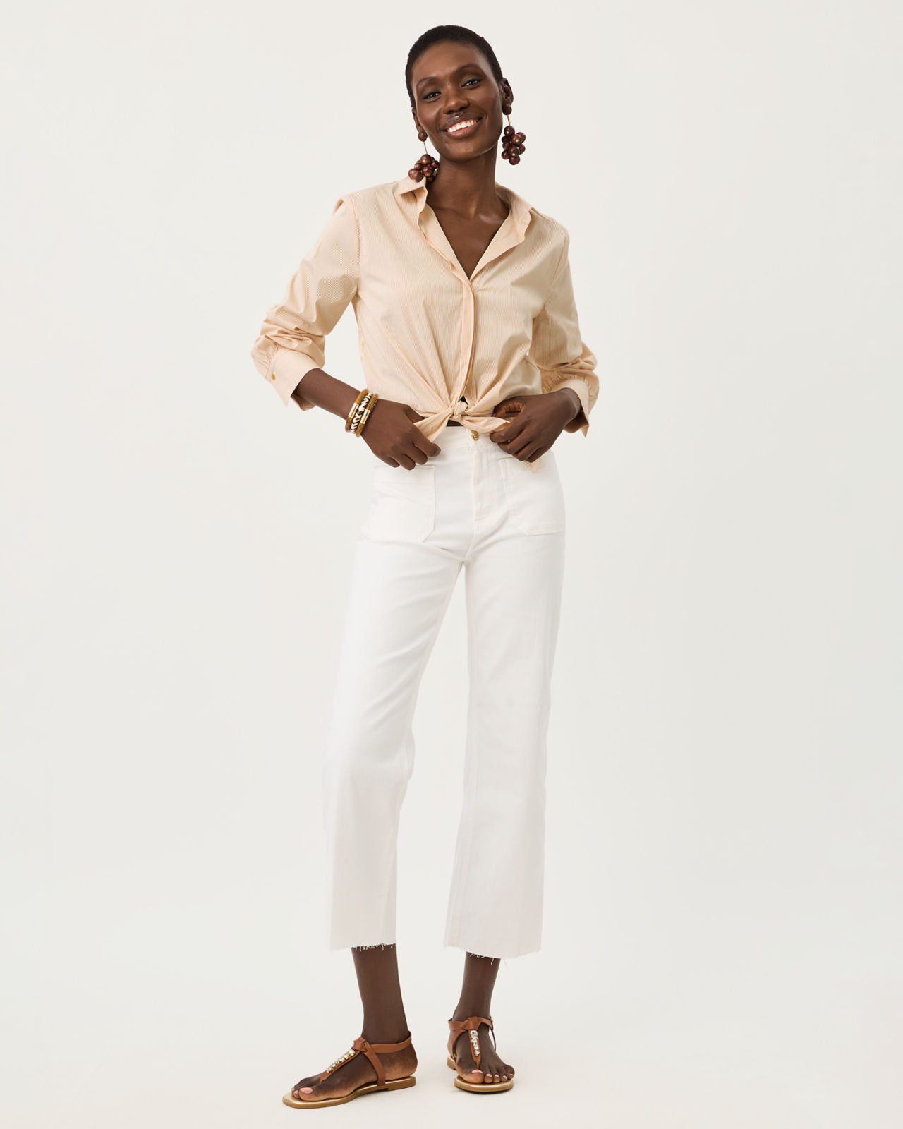 The Tie Lilly Shirt In Iced Latte Stripe