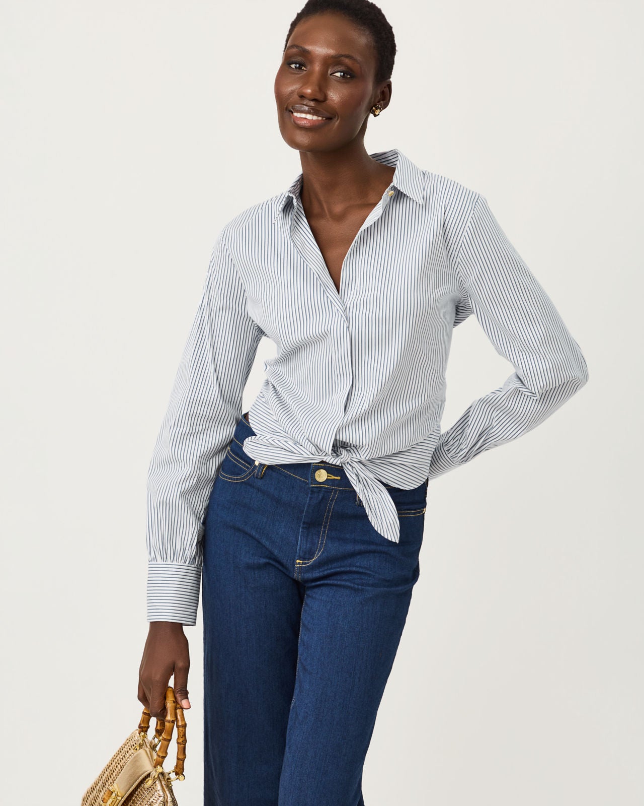 The Tie Lilly Shirt In Low Tide Navy Stripe