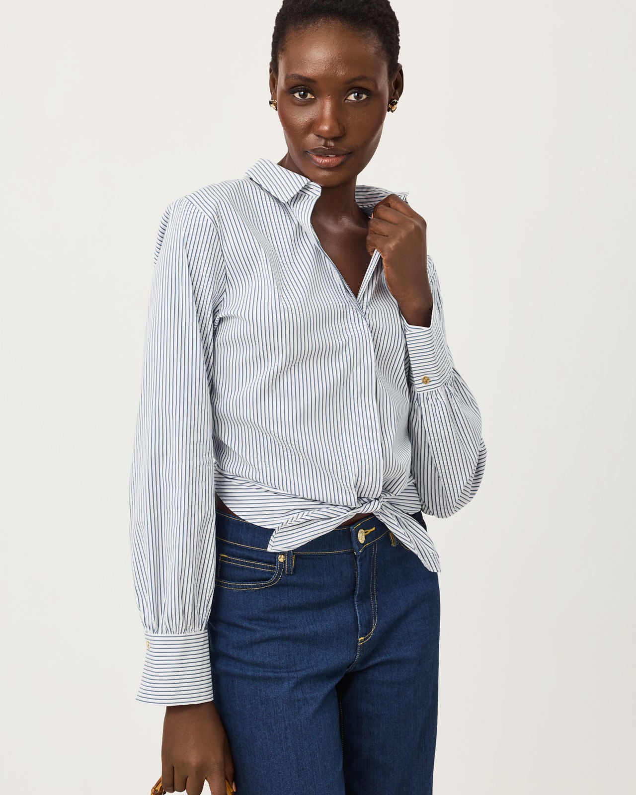 The Tie Lilly Shirt In Low Tide Navy Stripe