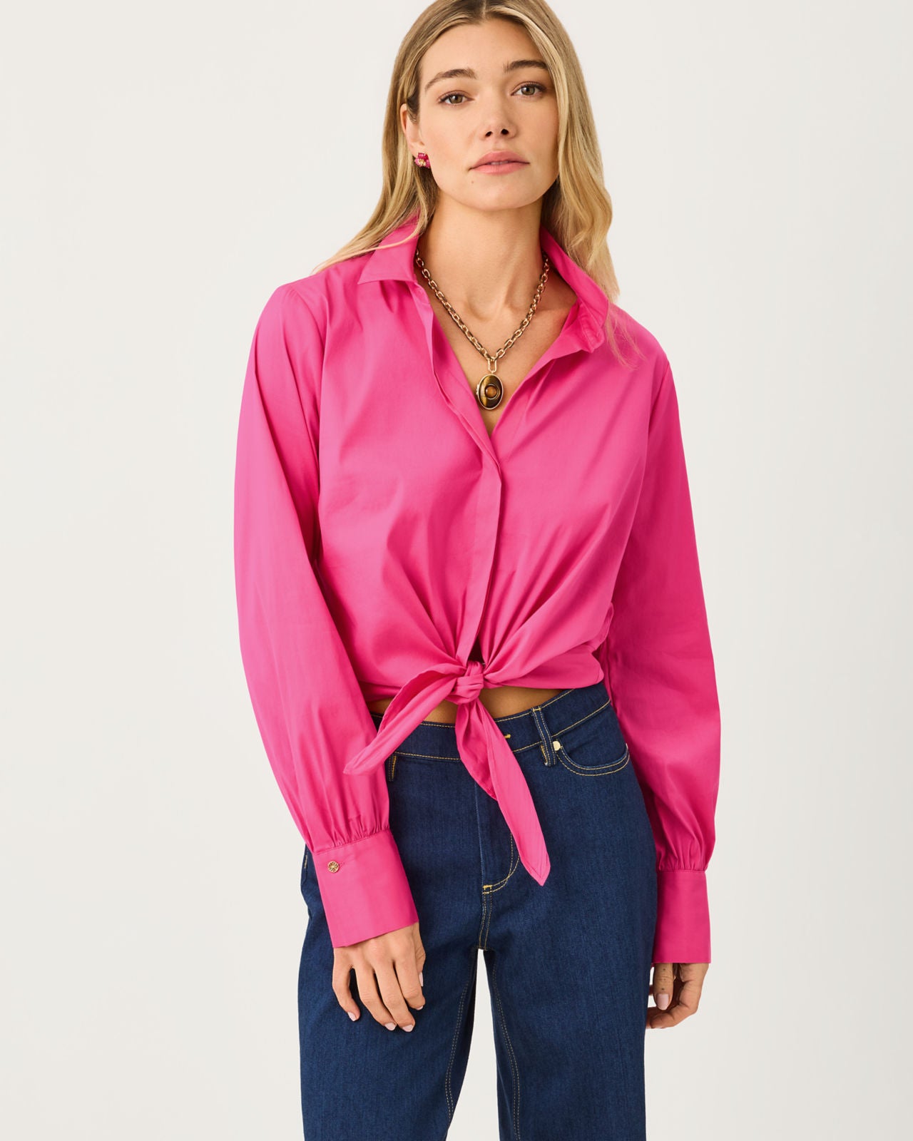 The Tie Lilly Shirt In Pink Aster