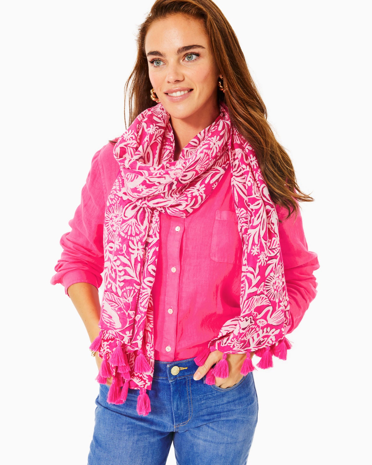 GWP Resort Scarf In Passion Fruit Pink Absolutely Flamazing