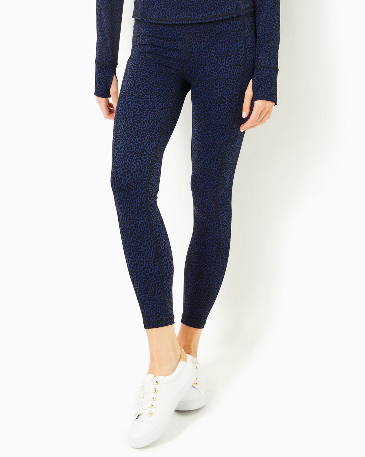 Weekender High Rise Leggings In Low Tide Navy Twisted Up Active Jacquard