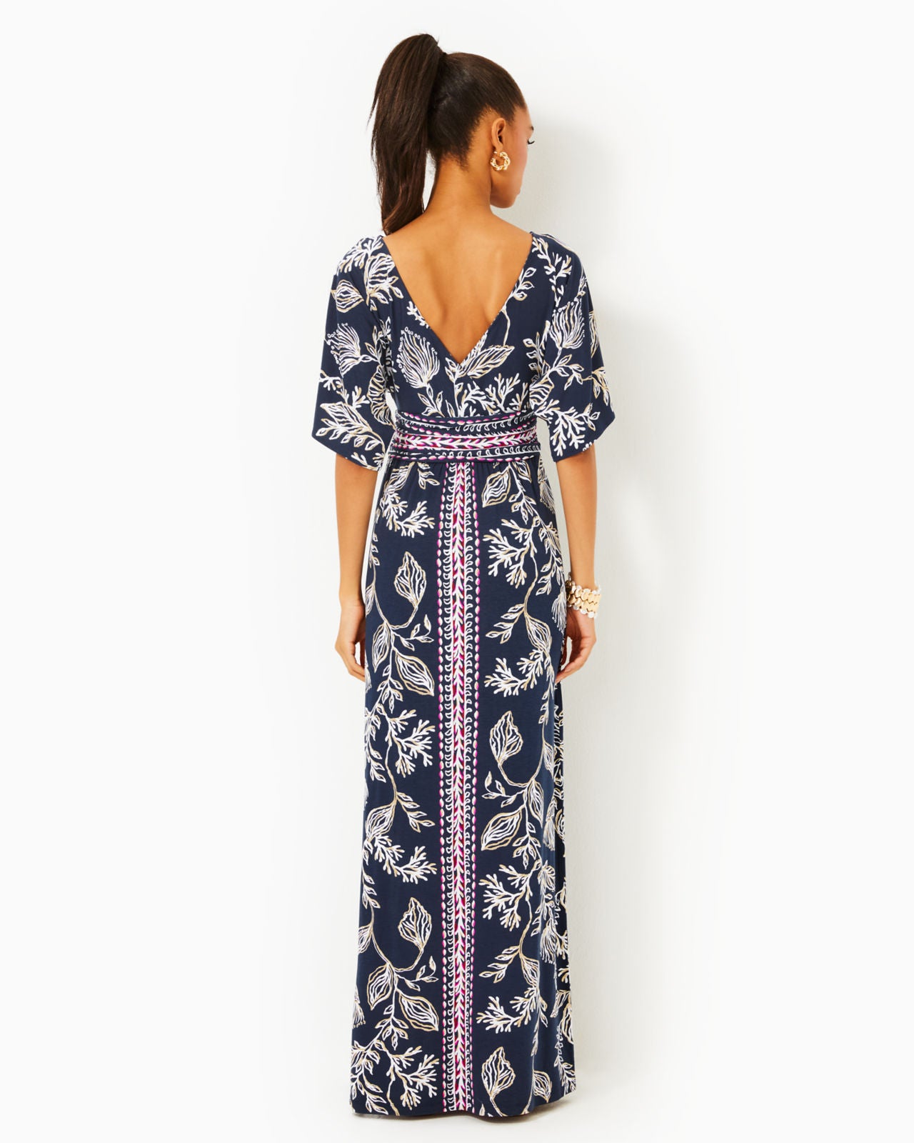 Parigi Boat Neck Maxi Dress In Low Tide Navy Coastal Locale