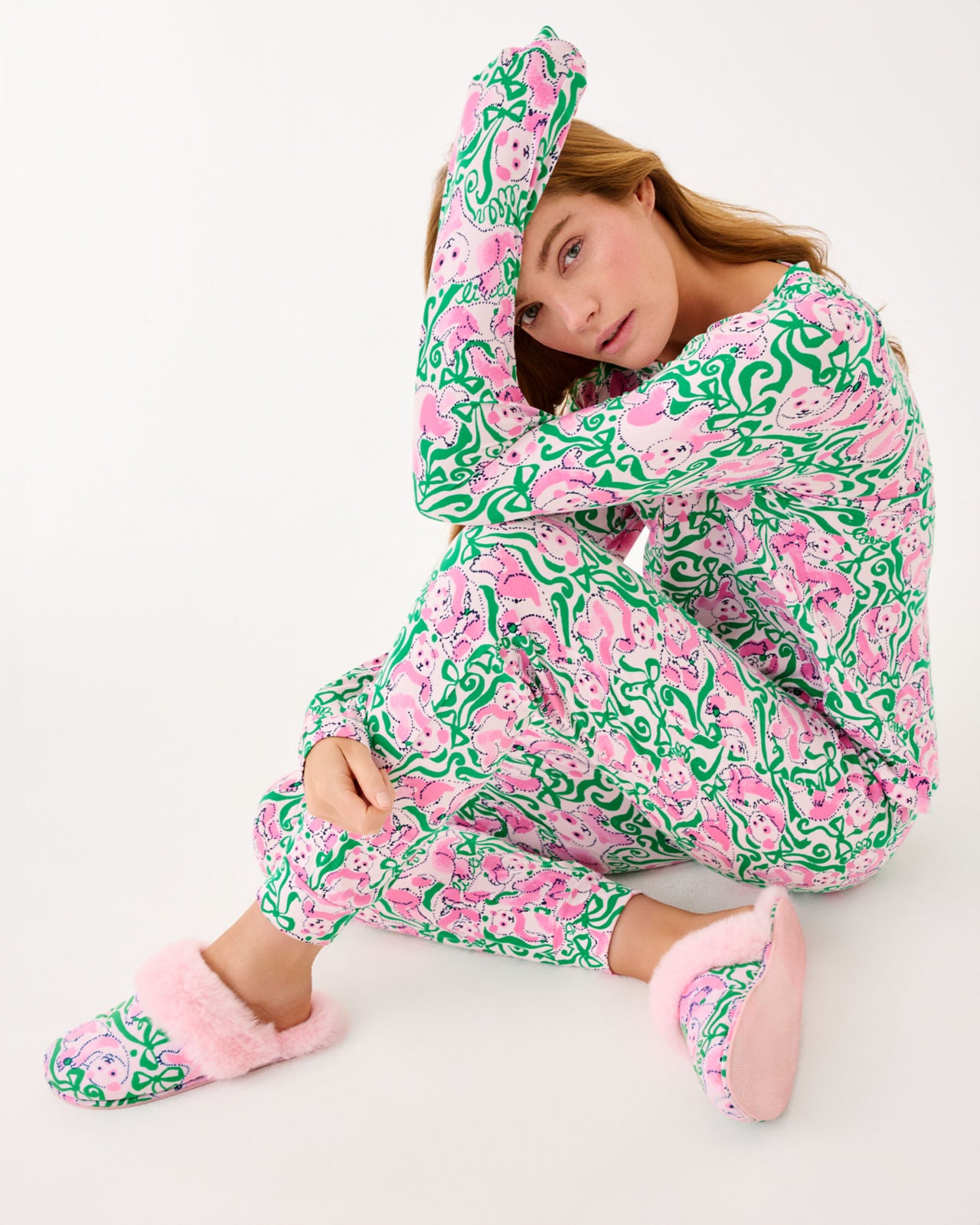 Jeffers PJ Pant In Pink Quartz Panda N Bows