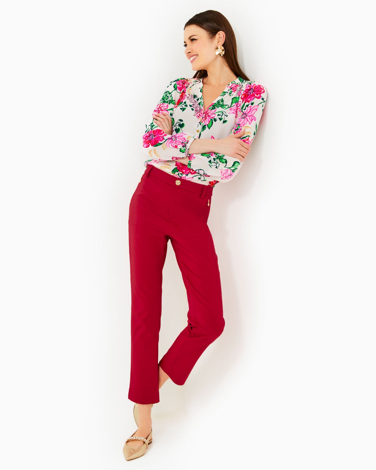 Ana High Rise Pant In Malbec Red