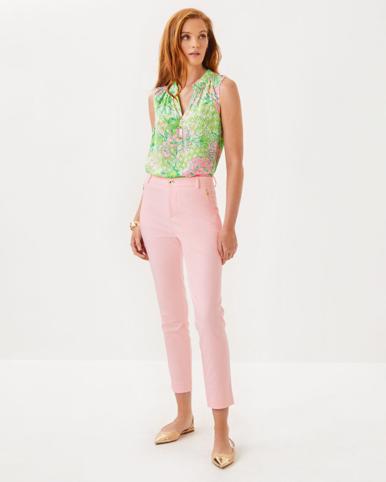 Ana High Rise Pant in Pink Muse