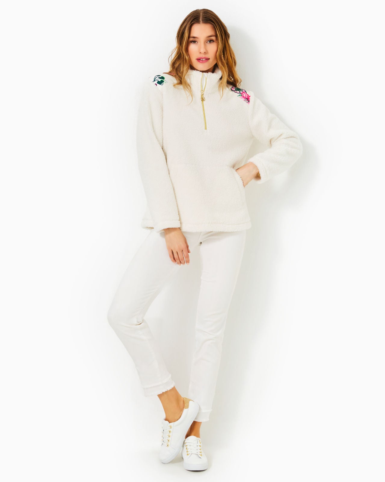 Wallen Sherpa Half Zip In Coconut