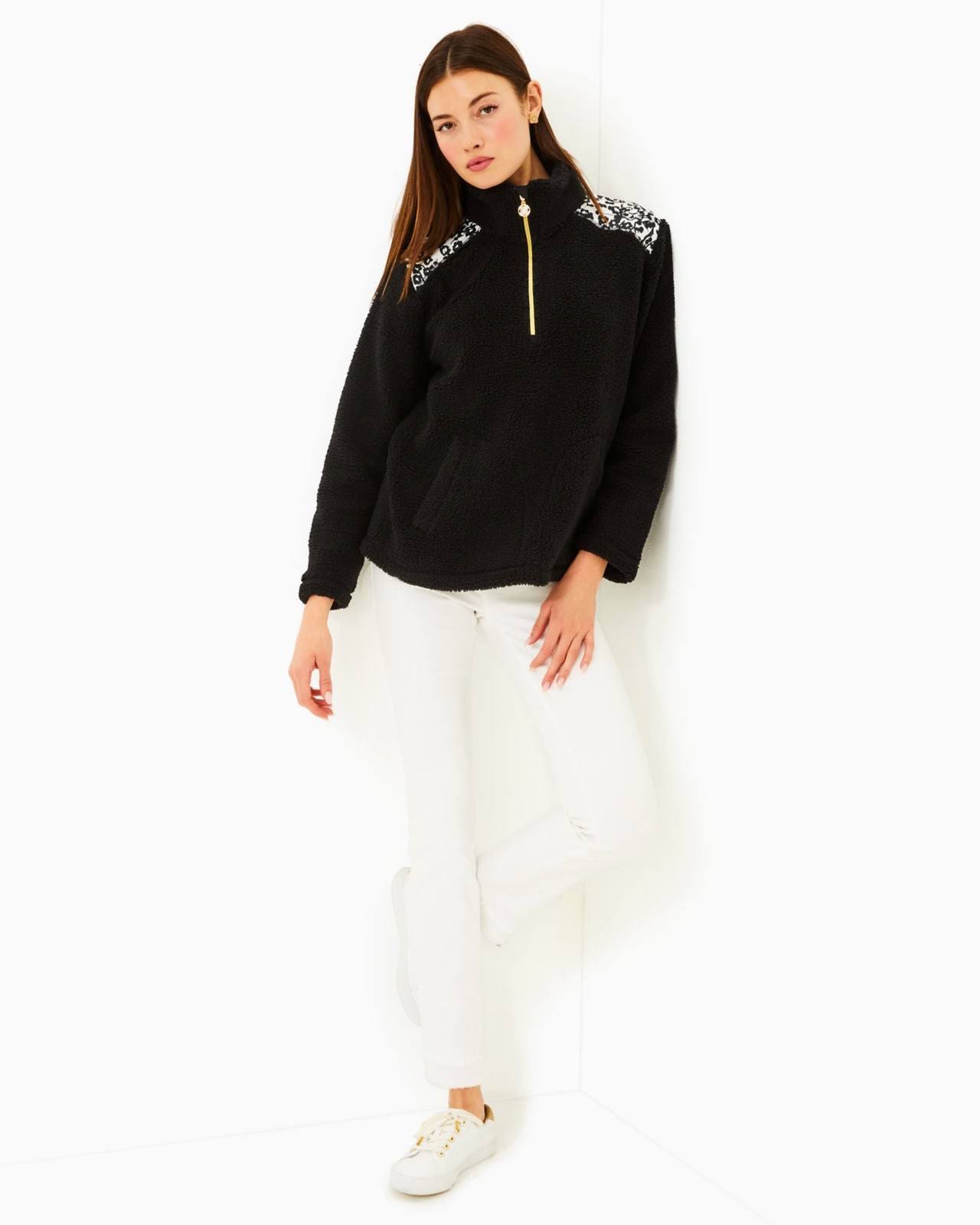 Wallen Sherpa Half Zip In Noir