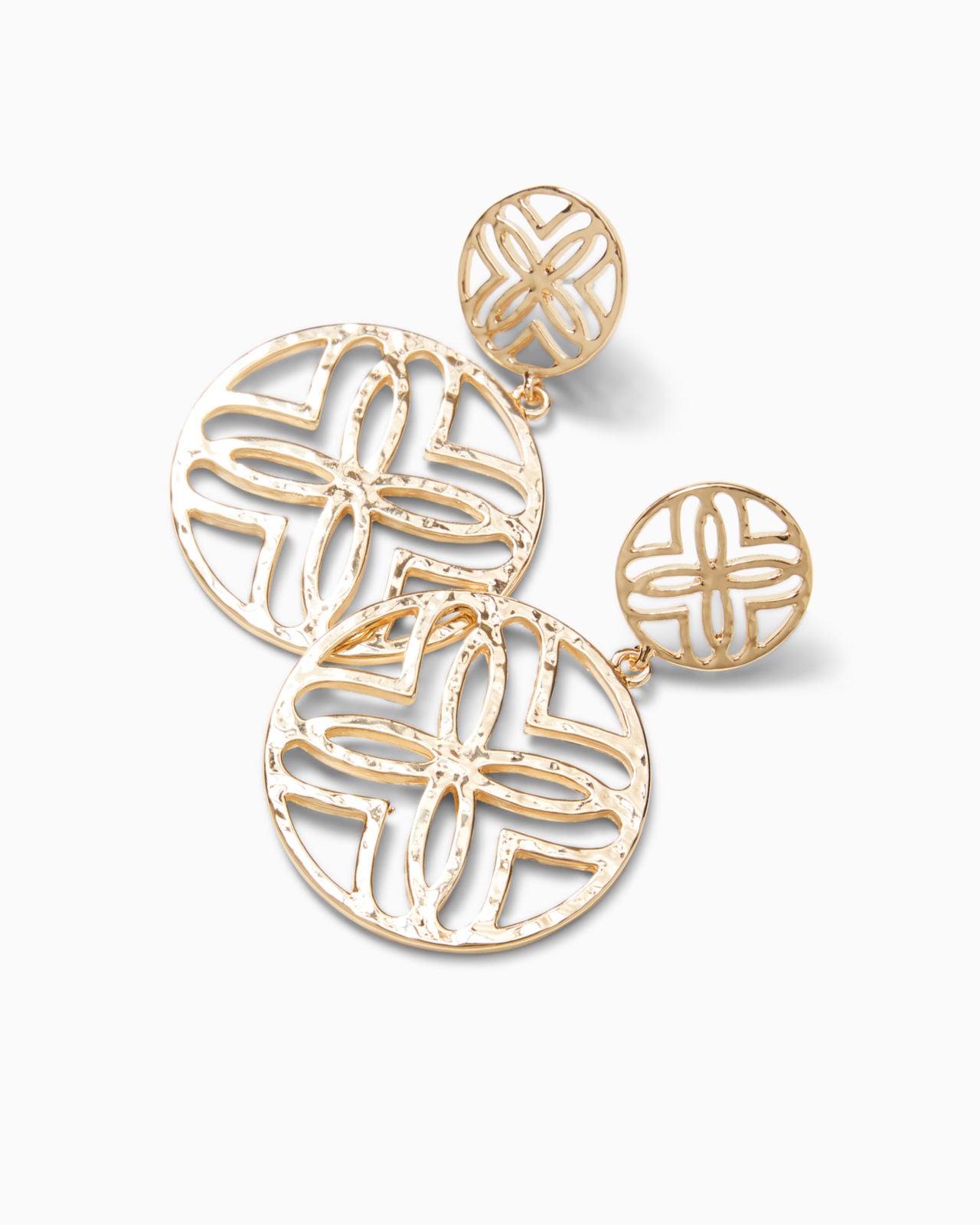 Lilly Logo Statement Earrings In Gold Metallic