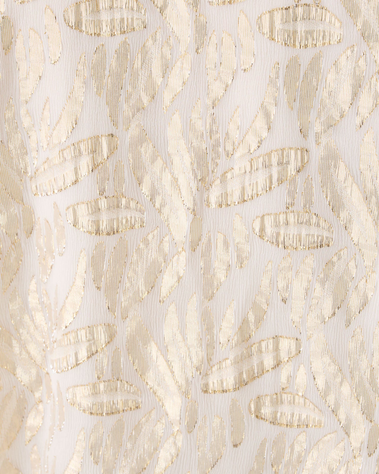 Giana Long Sleeve Silk Top In Coconut Leafy Babe Metallic Silk Clip