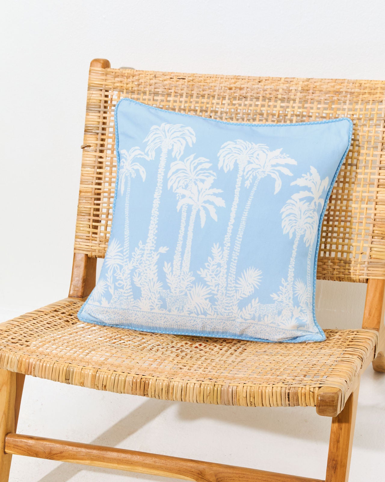 Double Sided Printed Pillow Cover in Bluette Palms Way