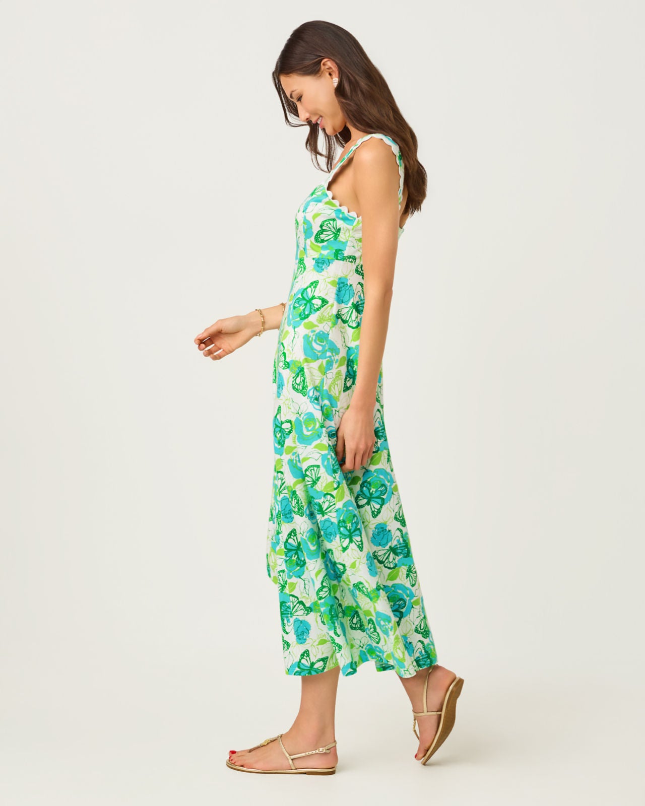 Dwyer Midi Dress In Resort White Monarch Rose