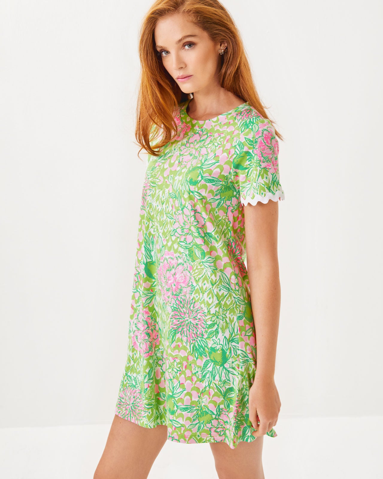 Cody Short Sleeve Dress in Fauna Green Lime Feeling Good