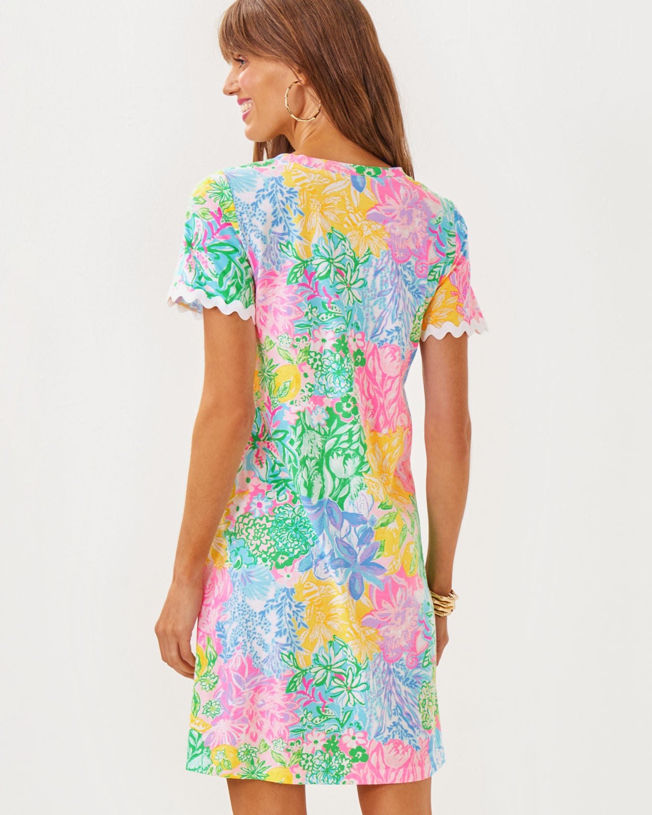 Cody Short Sleeve Dress in Multi Bright Delight Patch