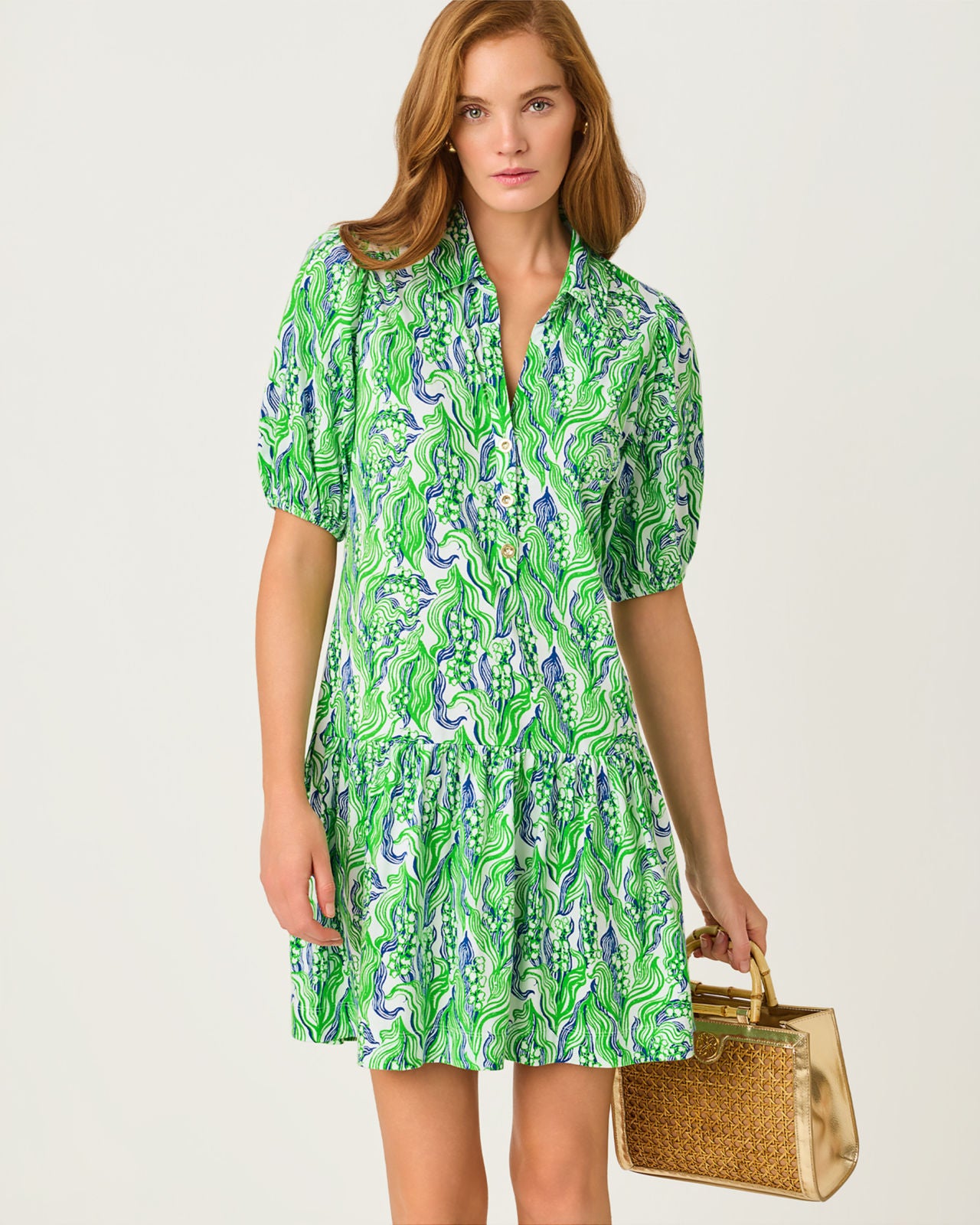 Bingley Dress In Putting Green Lilly Of The Valley