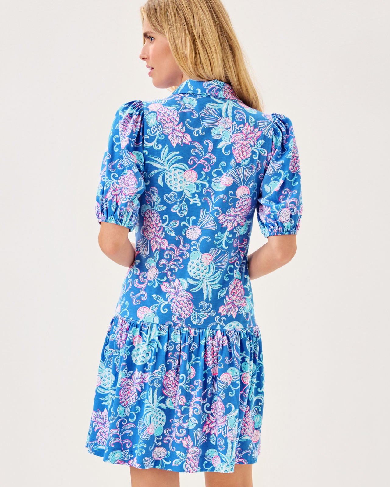 Bingley Dress In Sunwashed Blue Citrus Crush