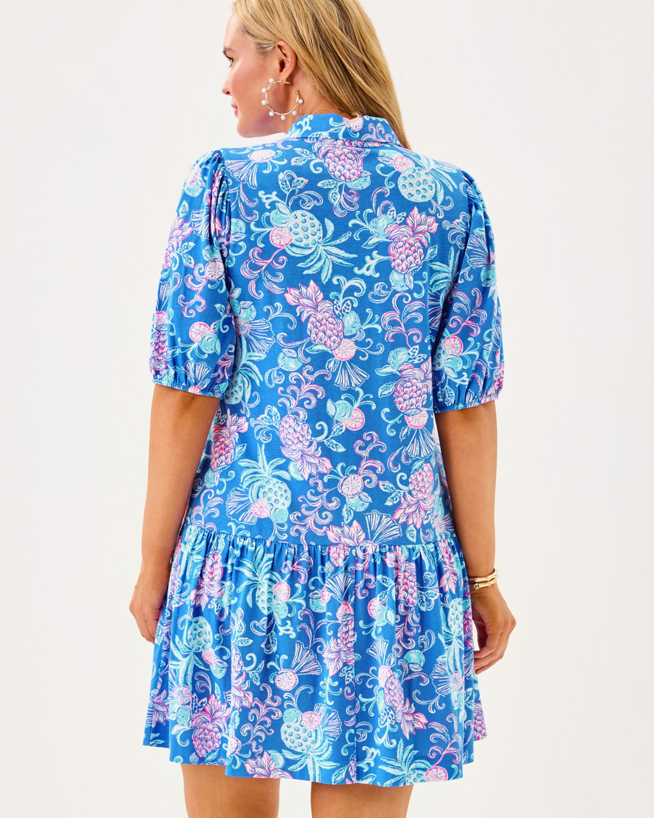 Bingley Dress In Sunwashed Blue Citrus Crush