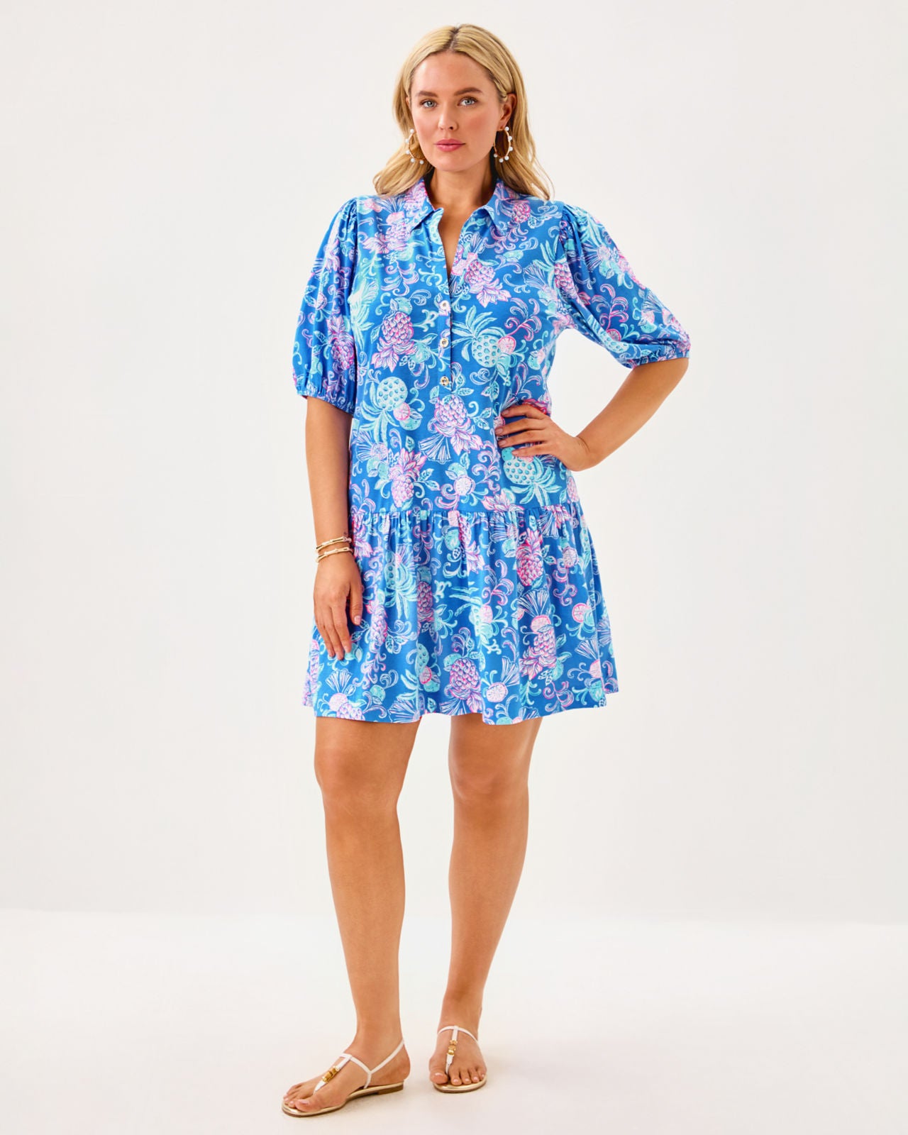 Bingley Dress In Sunwashed Blue Citrus Crush