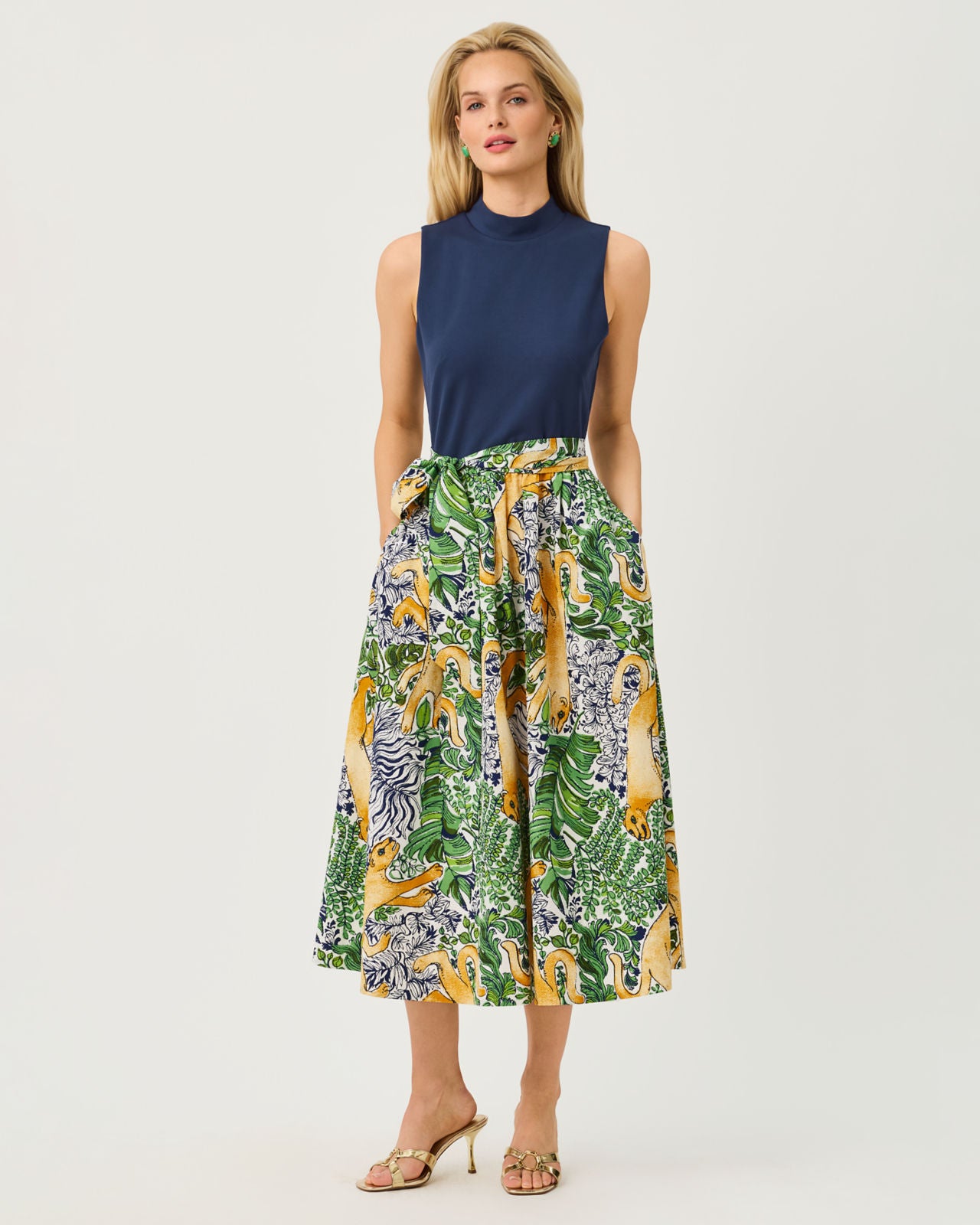 Prima Midi Dress In Palm Prowl