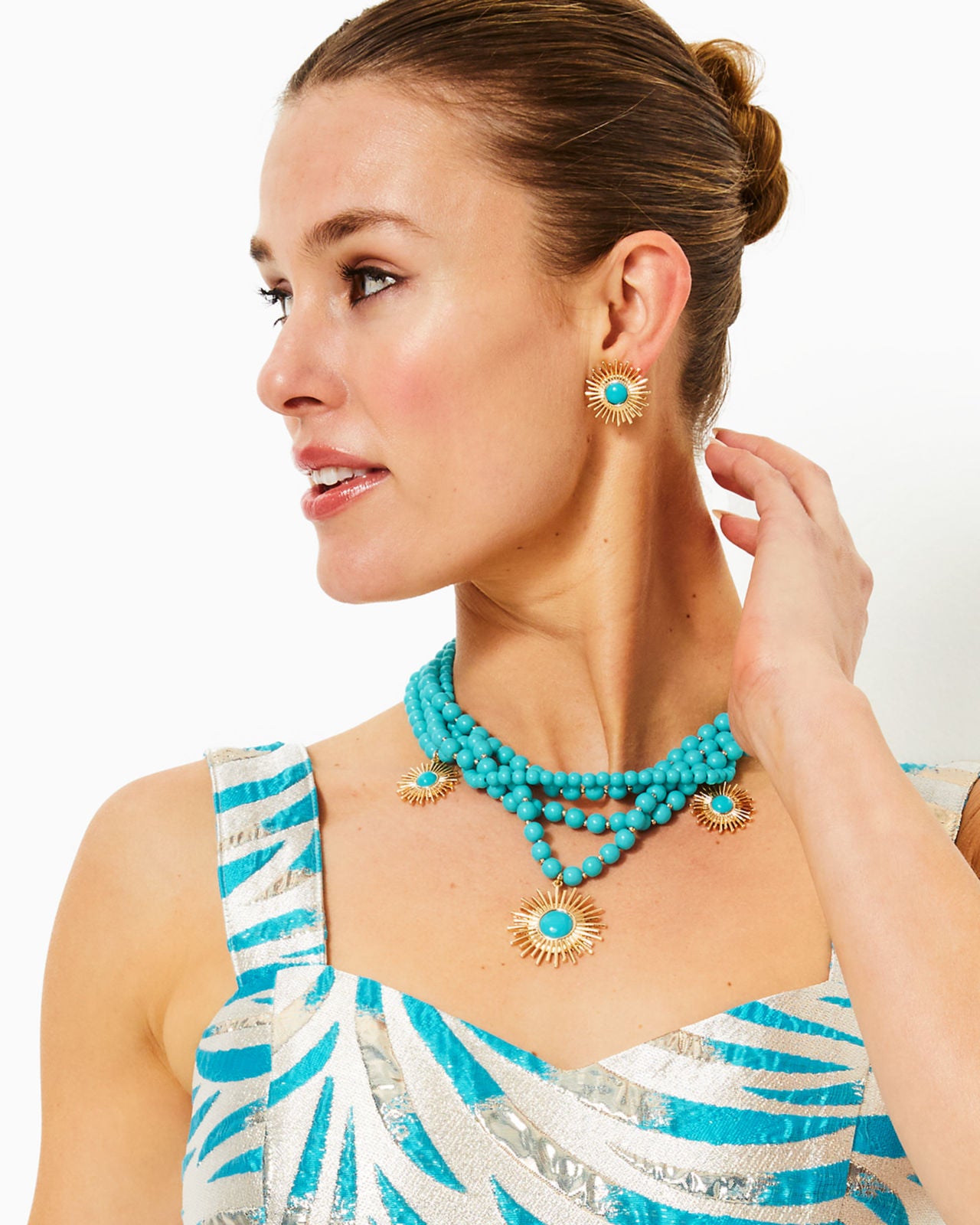 Sunshine Jungle Necklace In Breezy Aqua