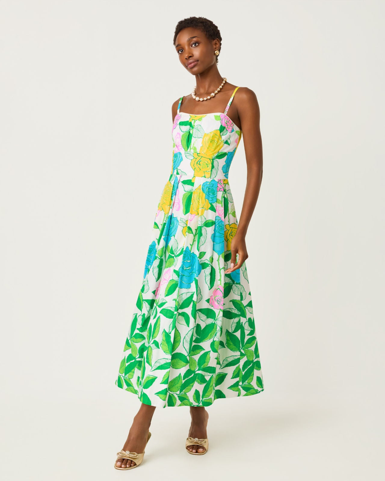 Kenni Midi Dress In Multi Rose Bud