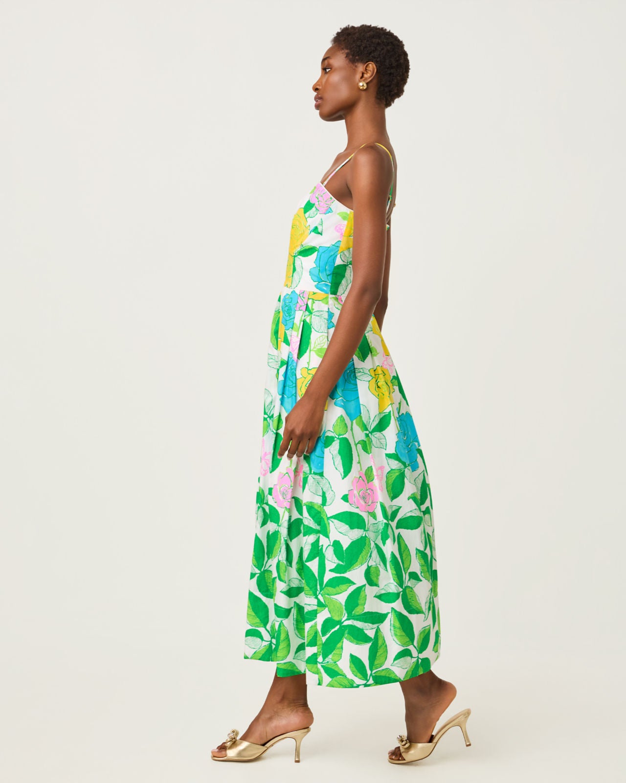 Kenni Midi Dress In Multi Rose Bud