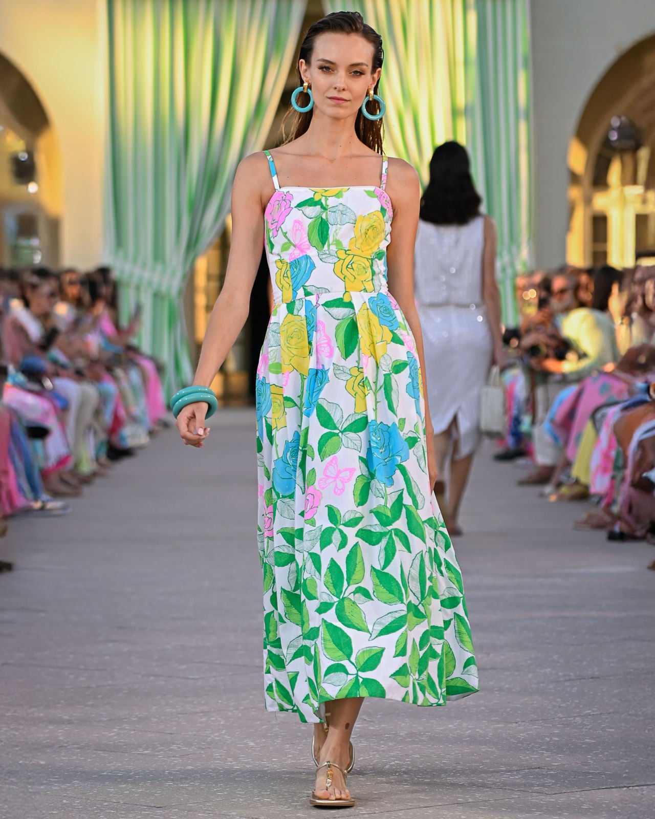 Kenni Midi Dress In Multi Rose Bud